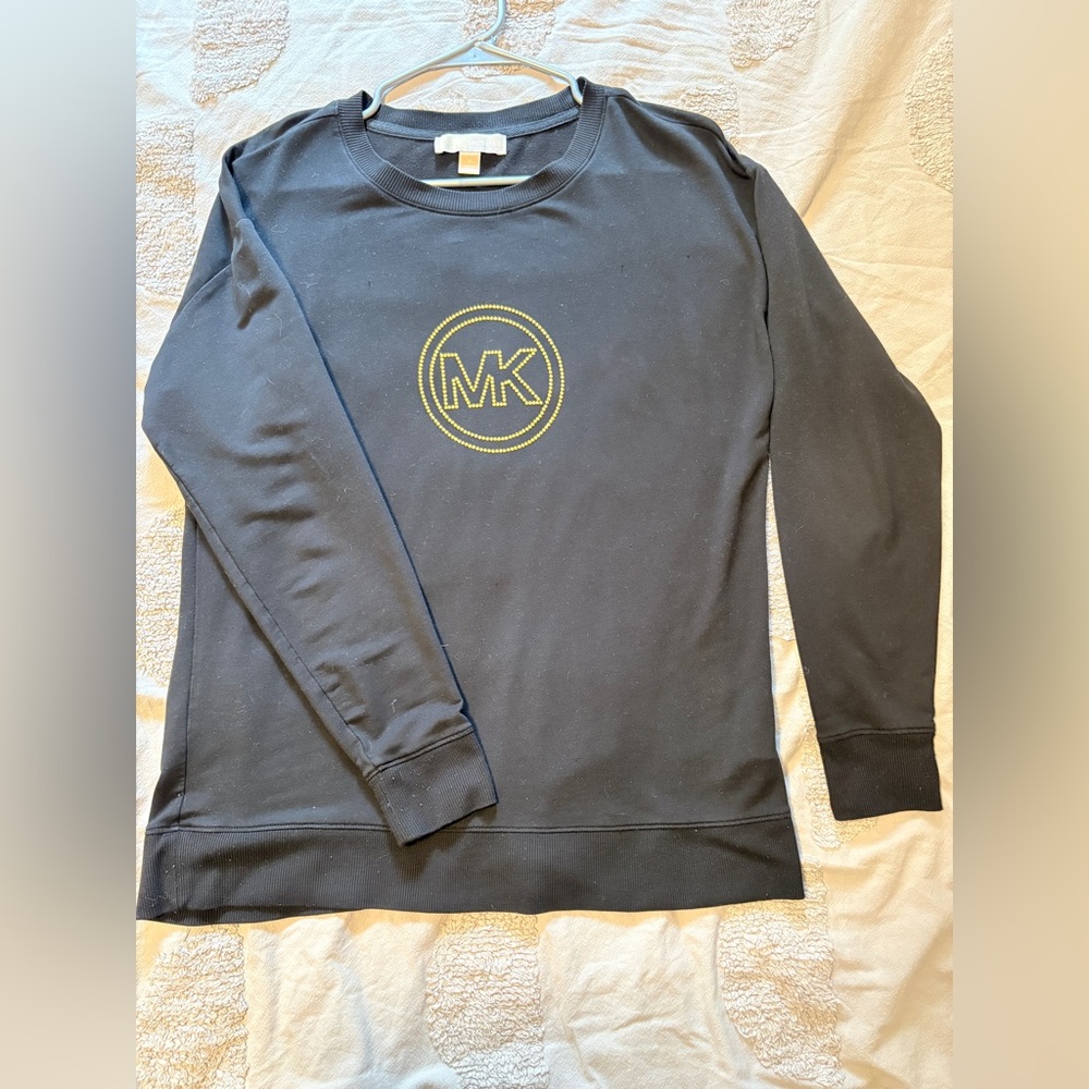 Michael Kors Black Long Sleeve Tee with Gold Logo